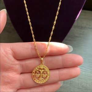 New Libra Zodiac Sign 18K GF necklace